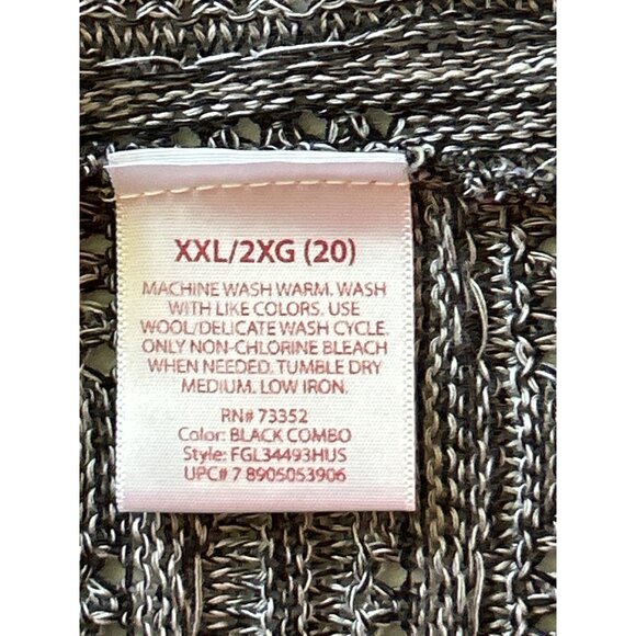 Faded Glory Womens Size XXL Black & Gray Open Front Cardigan *Runs Small - Picture 5 of 7